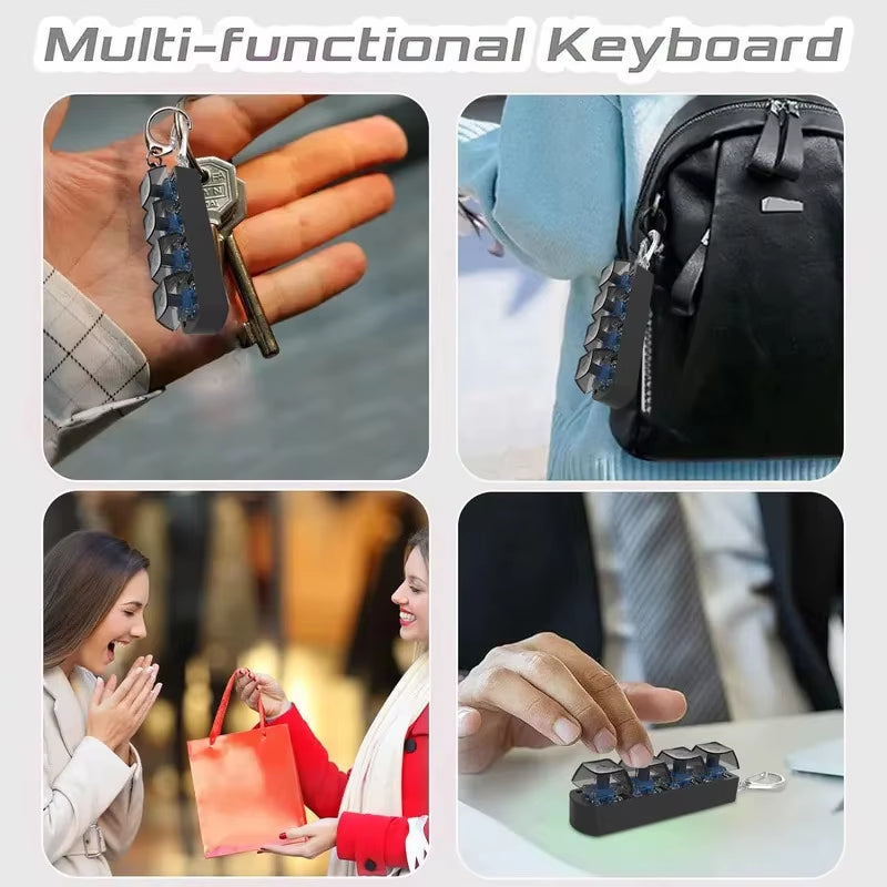 4Keys Finger Button Anti-Stress Toys Mechanical Keyboard Keycaps Office Decompression Calming Keychain Gifts for Children Adults